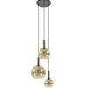 Straluma Ronde hanglamp zwart/goud met amber glas> Eettafellampen|Pendel Lampen