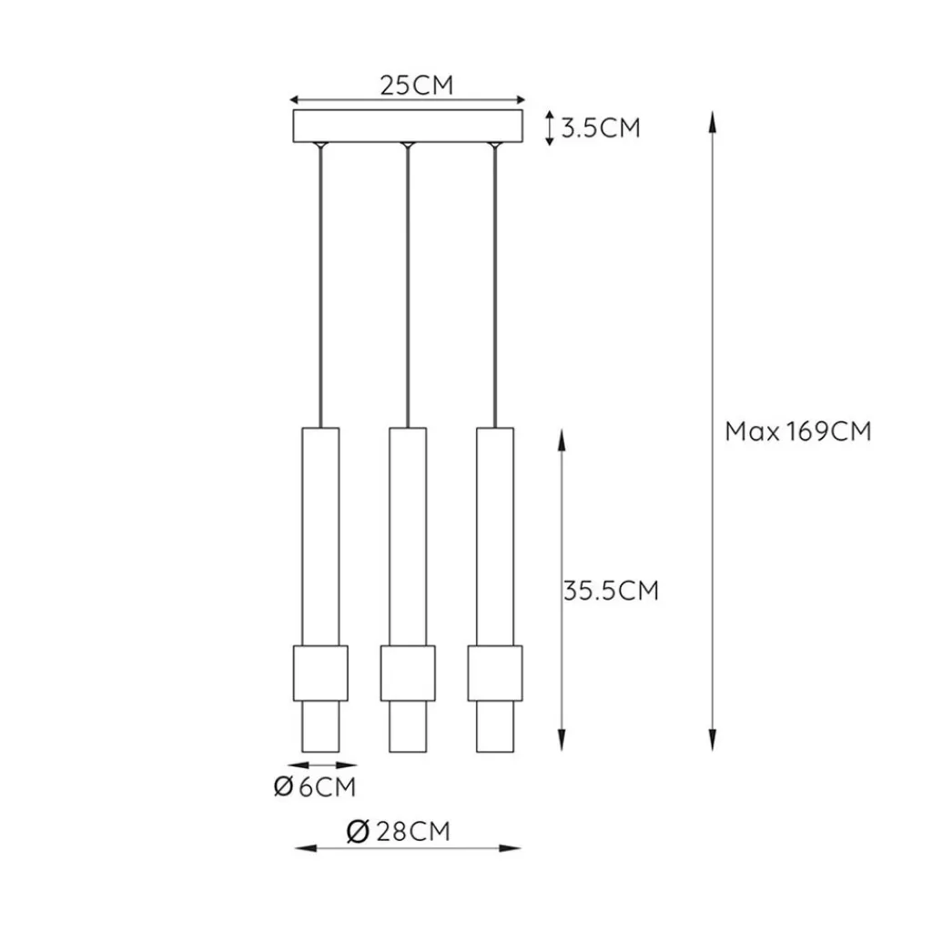 Straluma Ronde 3-lichts hanglamp cilinders inclusief LED> Hanglampen|Eettafellampen