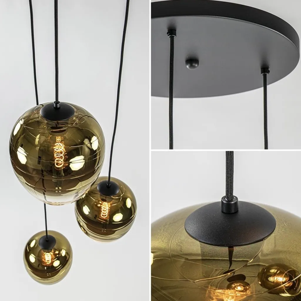 Straluma Ronde 3-lichts hanglamp golden gradient met zwart> Eettafellampen|Keukenverlichting