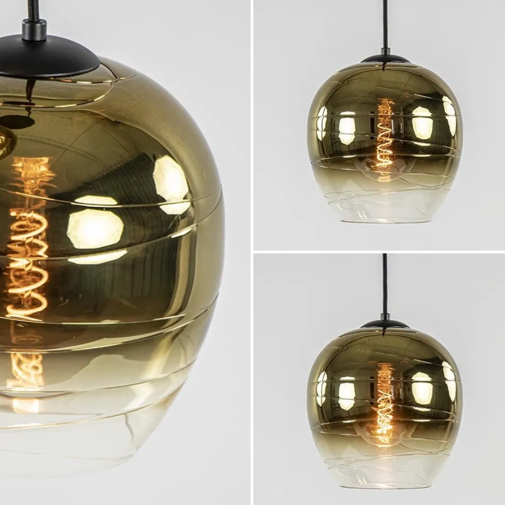 Straluma Ronde 3-lichts hanglamp golden gradient met zwart> Eettafellampen|Keukenverlichting