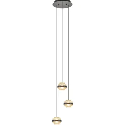 Straluma Ronde 3-lichts hanglamp zwart/champagne LED> Hanglampen|Eettafellampen