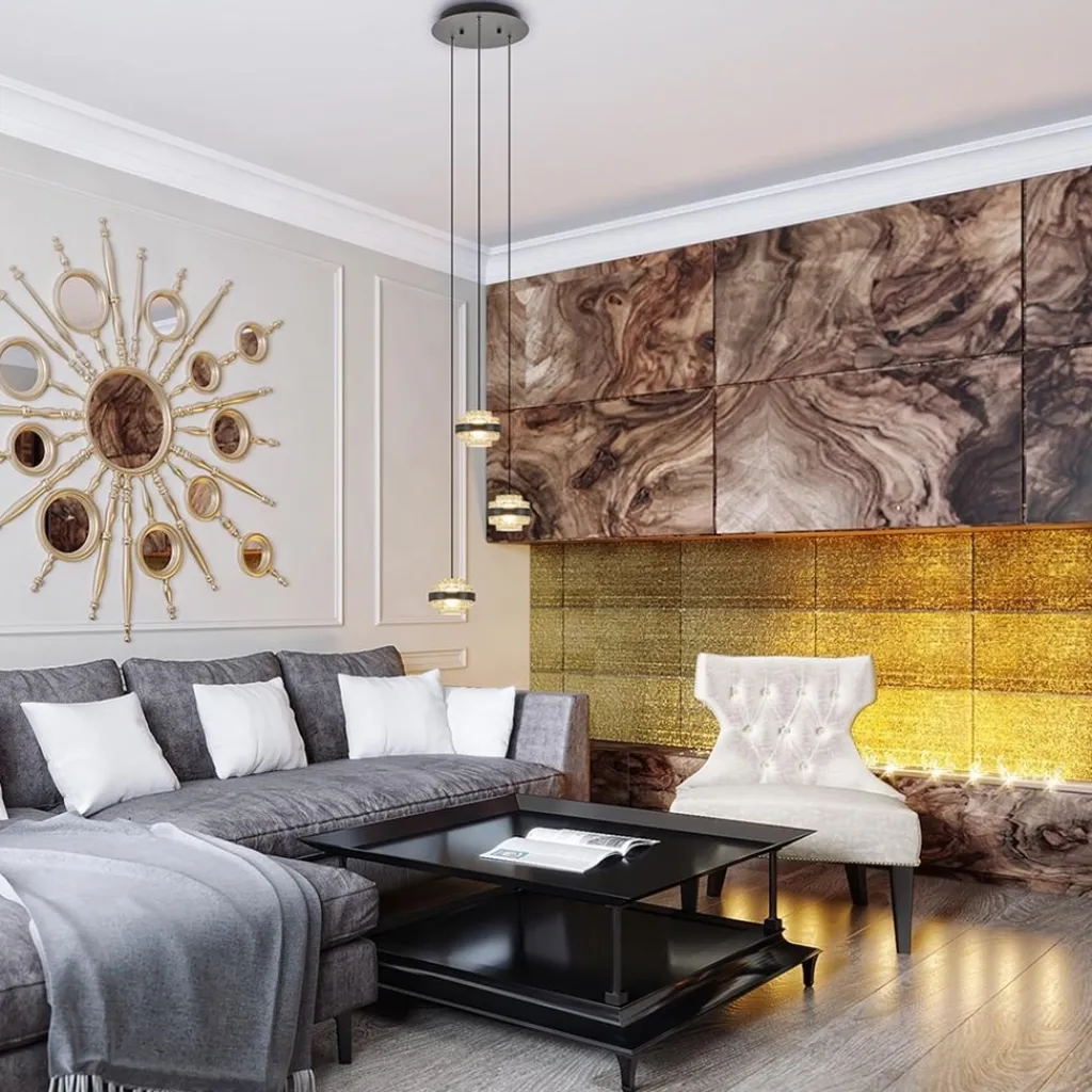 Straluma Ronde 3-lichts hanglamp zwart/champagne LED> Hanglampen|Eettafellampen