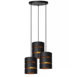 Straluma Ronde 3-lichts hanglamp zwart met goud> Hanglampen|Eettafellampen