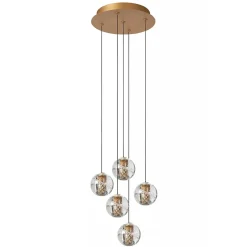 Straluma Ronde 5-lichts LED hanglamp goud met helder glas> Hanglampen|Eettafellampen