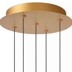 Straluma Ronde 5-lichts LED hanglamp goud met helder glas><noscript><img width=