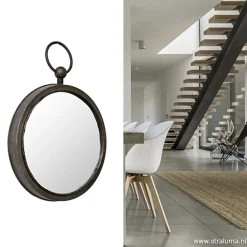 Straluma Ronde metalen spiegel zink/grijs klein><noscript><img width=