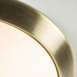 Straluma Ronde plafondlamp brons met wit glazen kap><noscript><img width=