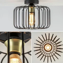 Straluma Ronde plafondlamp draad zwart met goud><noscript><img width=