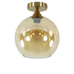 Straluma Ronde plafondlamp goud met amber glas><noscript><img width=