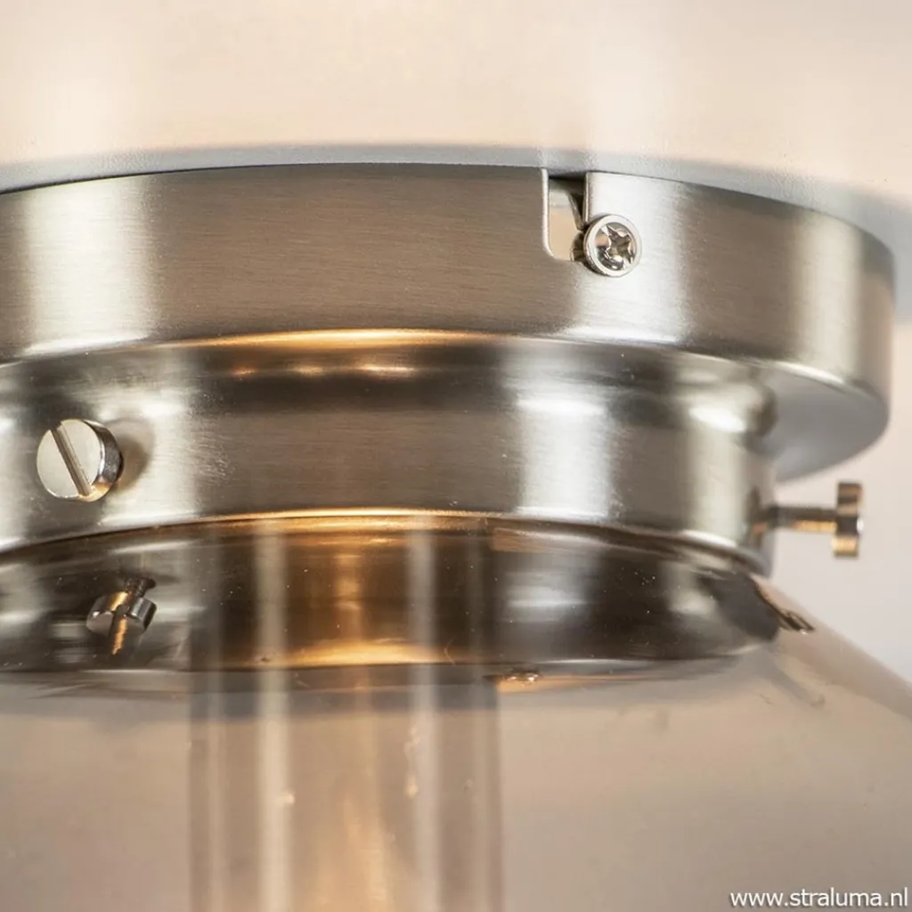 Straluma Ronde plafondlamp smokey glas met nikkel> Keukenverlichting|Halverlichting