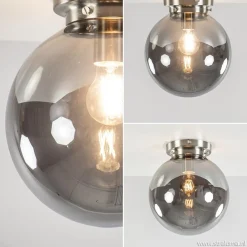 Straluma Ronde plafondlamp smokey glas met nikkel><noscript><img width=