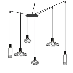 Straluma Samengestelde 6-lichts hanglamp spin met zwarte kappen> Eettafellampen|Keukenverlichting