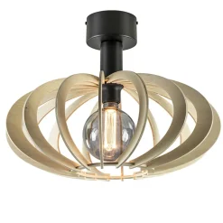 Straluma Scandinavische plafondlamp mat zwart met houten kap> Keukenverlichting|Plafondlampen