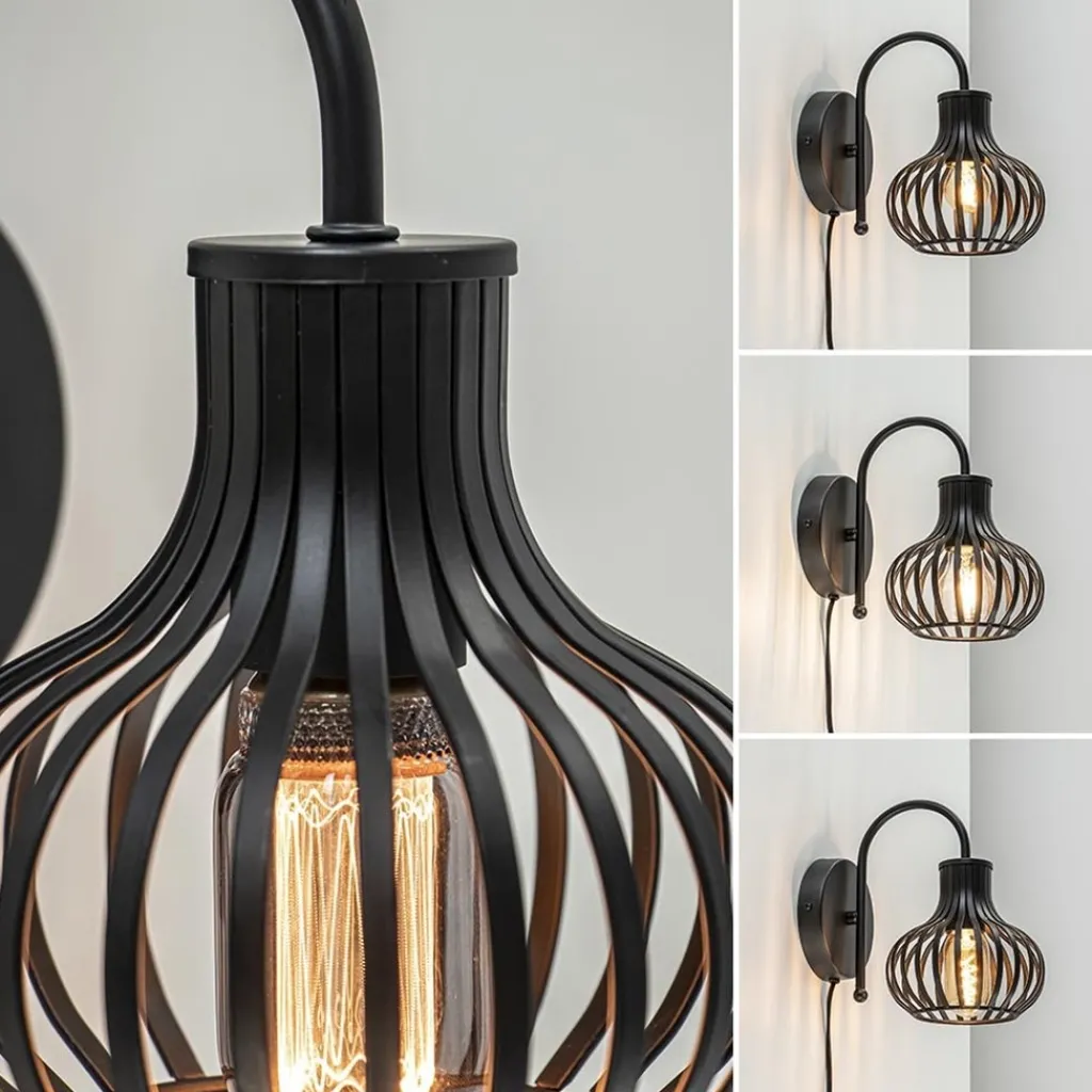 Straluma Scandinavische wandlamp mat zwart met snoer> Draadlampen|Woonkamerlampen