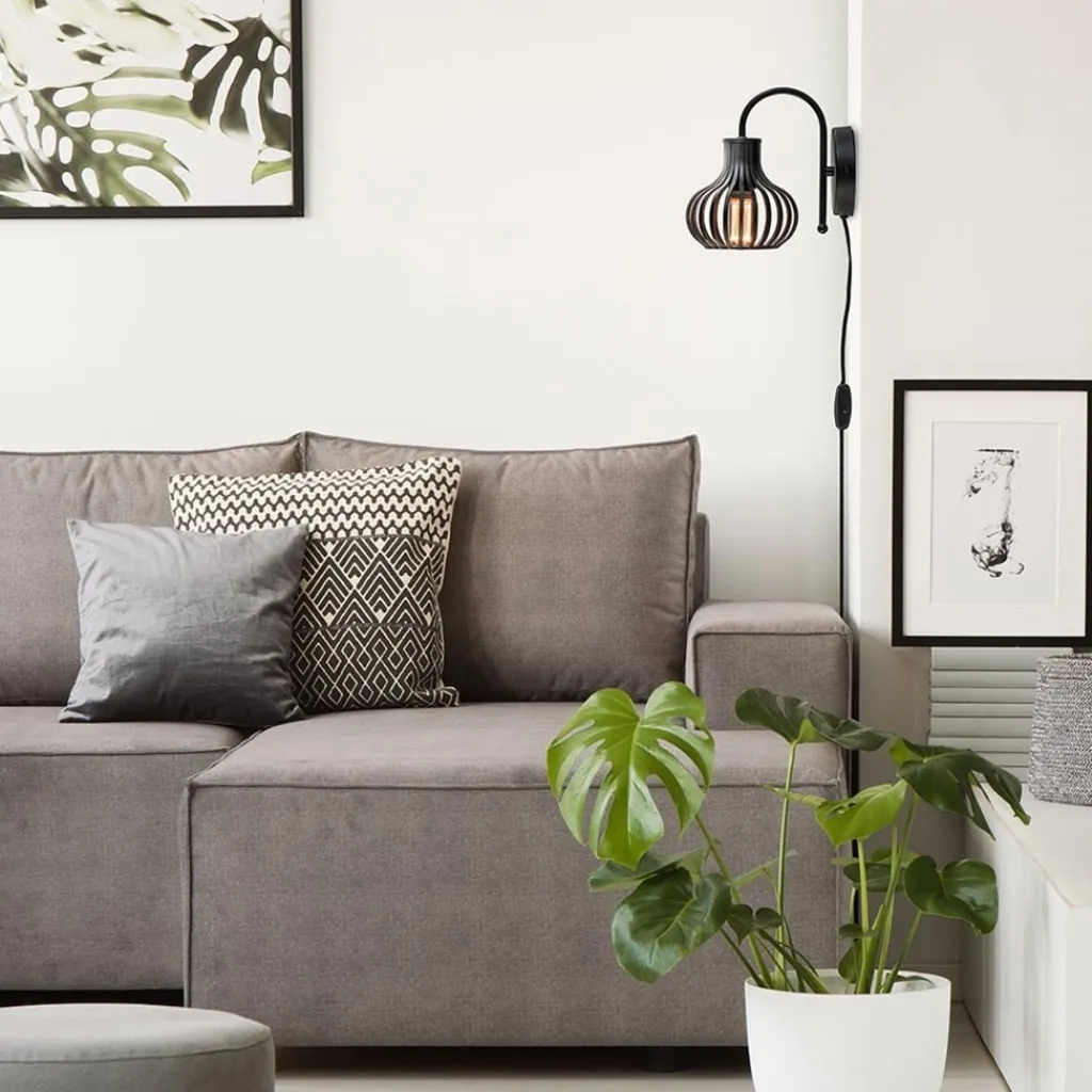 Straluma Scandinavische wandlamp mat zwart met snoer> Draadlampen|Woonkamerlampen