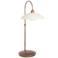 Straluma Sfeervolle tafellamp brons met creme glas klassiek> Tafellampen|Woonkamerlampen