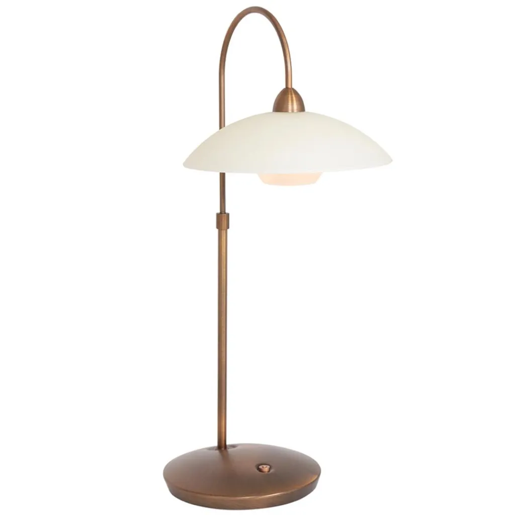 Straluma Sfeervolle tafellamp brons met creme glas klassiek> Tafellampen|Woonkamerlampen