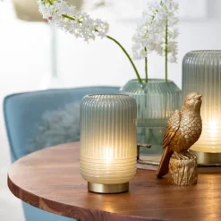 Straluma Sfeervolle tafellamp Lipa grijs groen op baterijen Light & Living><noscript><img width=