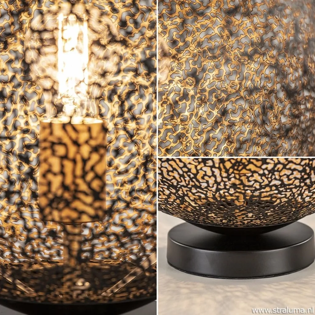 Straluma Sfeervolle tafellamp zwart/goud rond> Tafellampen|Moderne Verlichting