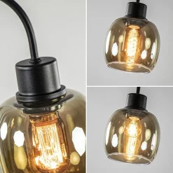 Straluma Sierlijke vloerlamp mat zwart met smoke glazen kappen><noscript><img width=