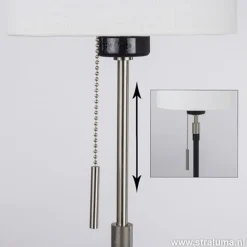 Straluma Smalle vloerlamp zwart-staal linnen kap><noscript><img width=