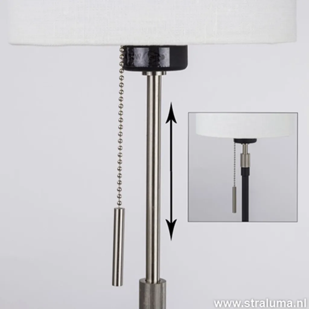 Straluma Smalle vloerlamp zwart-staal linnen kap> Schemerlampen|Woonkamerlampen