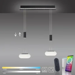 Straluma Smart hanglamp 2-lichts mat zwart met opaal glas dimbaar> Hanglampen|Smart lampen