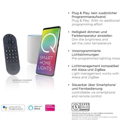 Straluma Smart hanglamp mat zwart met opaal glazen kap><noscript><img width=