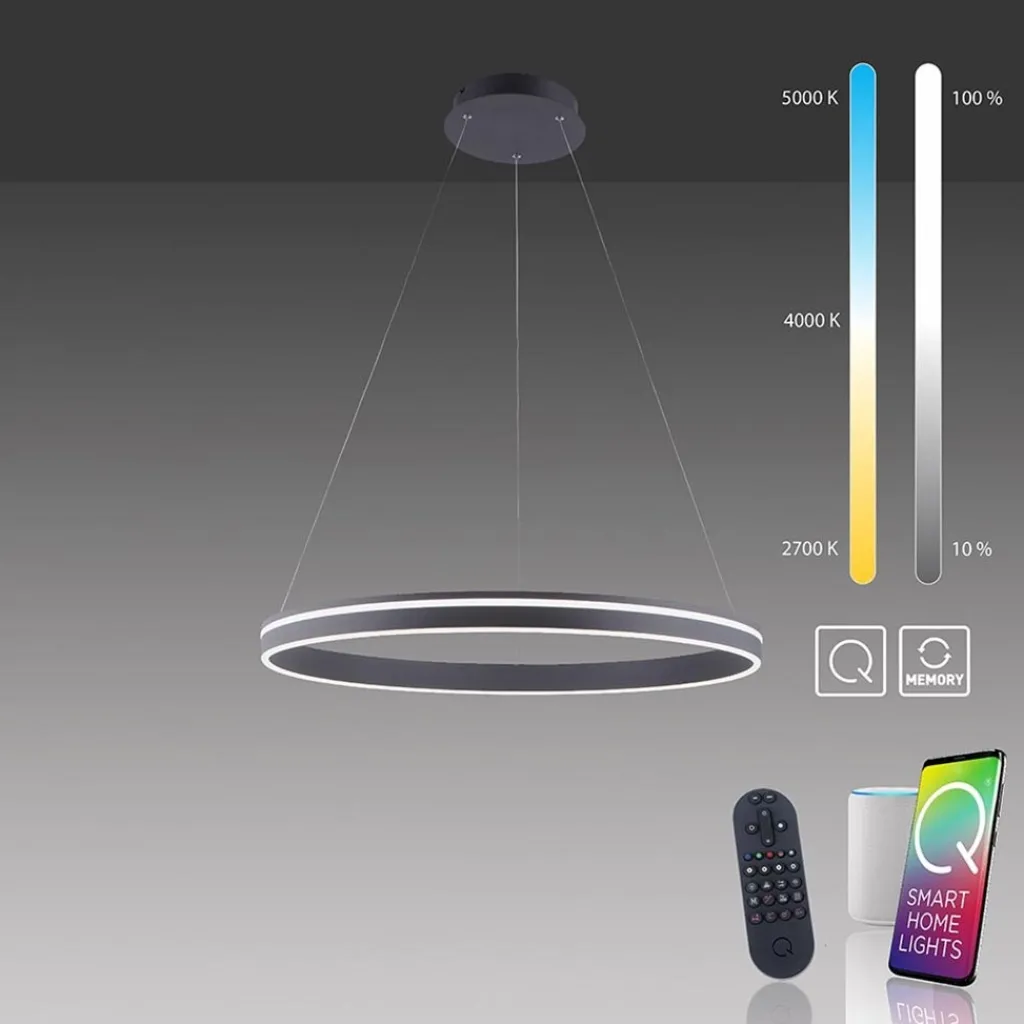 Straluma Smart hanglamp ring groot antraciet> Hanglampen|Smart lampen