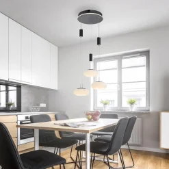 Straluma Smart hanglamp rond 3-lichts dimbaar zwart/opaal><noscript><img width=