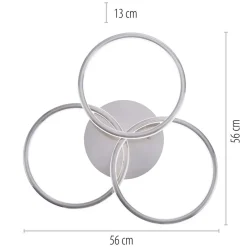 Straluma Smart plafondlamp 3x ringen nikkel inclusief LED><noscript><img width=