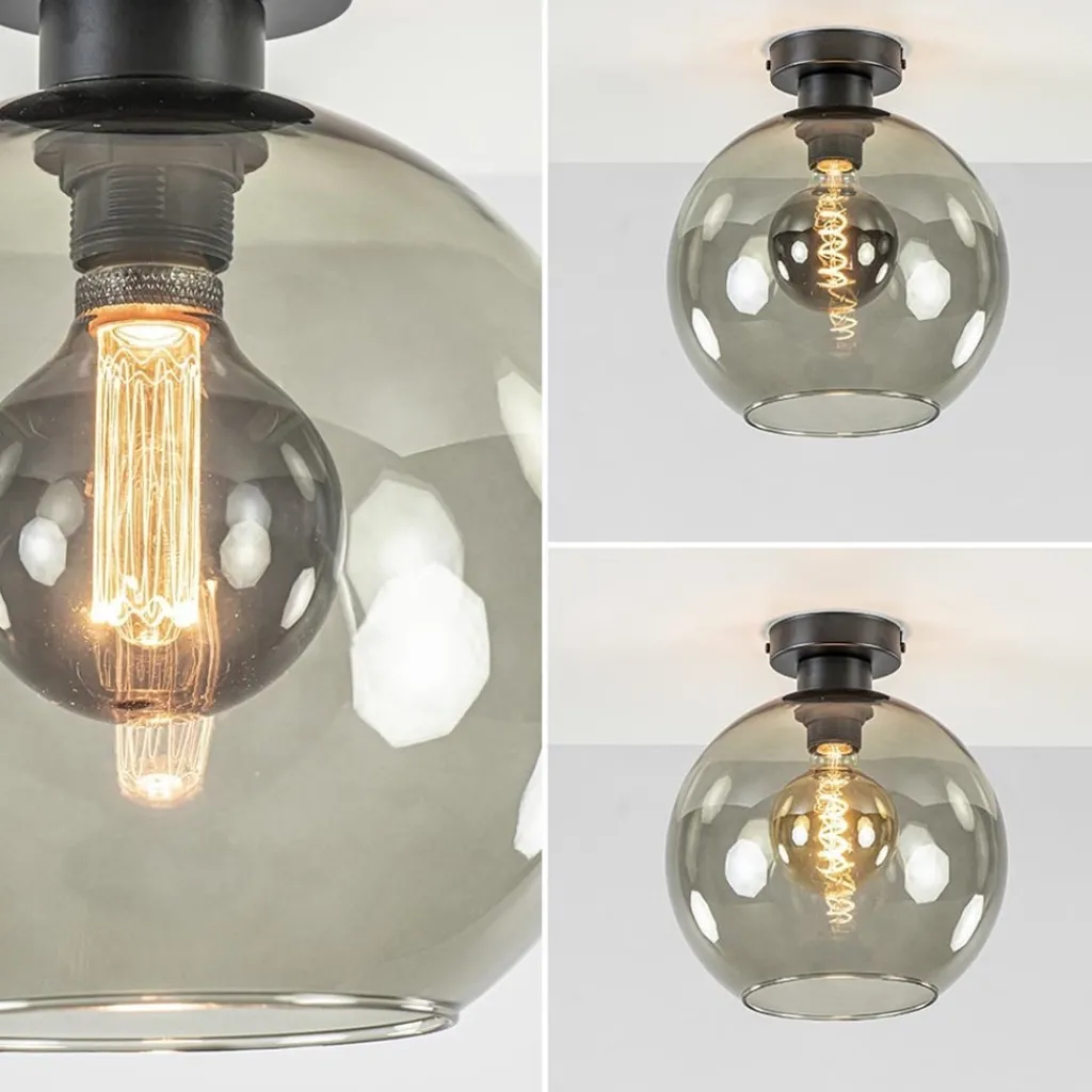 Straluma Smoke glazen plafondlamp globe 25 cm> Woonkamerlampen|Slaapkamerlampen