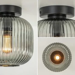 Straluma Smoke glazen plafondlamp met zwarte bevestiging><noscript><img width=