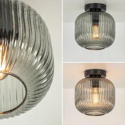 Straluma Smoke glazen plafondlamp met zwarte bevestiging><noscript><img width=