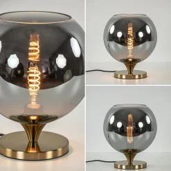 Straluma Smoke glazen tafellamp met gouden voet><noscript><img width=