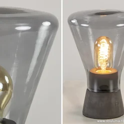 Straluma Smoke glazen tafellamp met betonnen voet><noscript><img width=