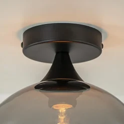 Straluma Smoke/titanium plafondlamp 25 cm met zwart><noscript><img width=