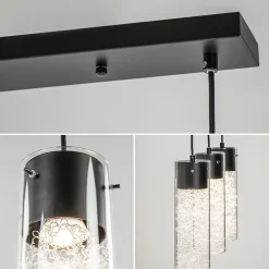 Straluma Speelse hanglamp zwart met helder glas 3-lichts><noscript><img width=