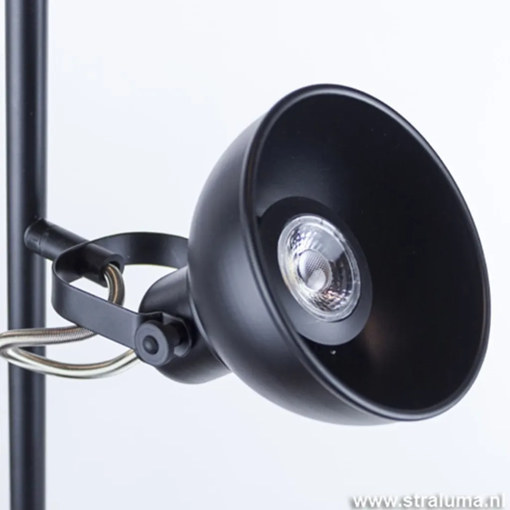 Straluma Staande 2-L spot zwart industrieel incl.gu10> Vloerlampen|Leeslampen