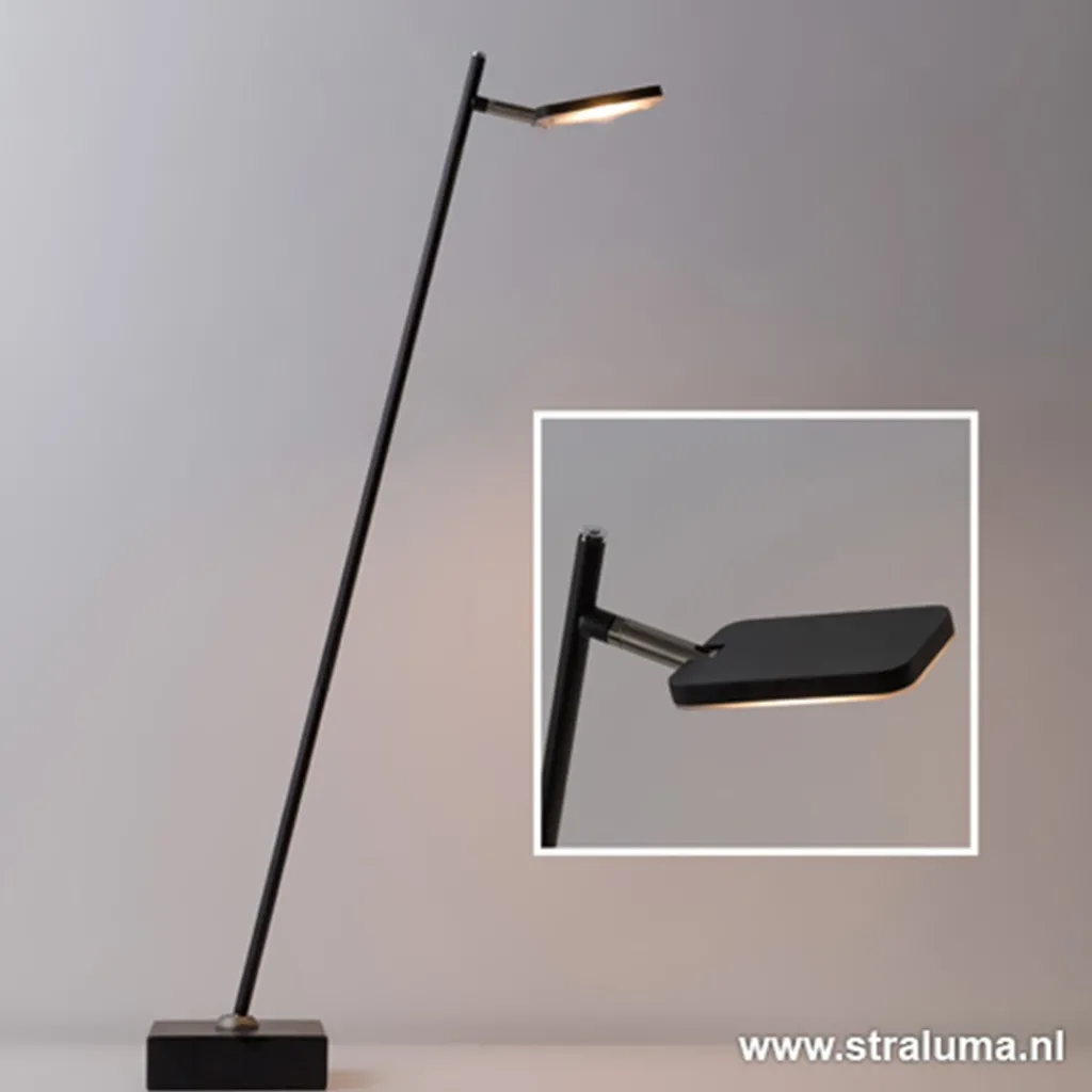 Straluma Staande leeslamp Blok zwart incl.dimmer> Vloerlampen|Leeslampen