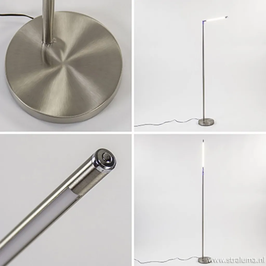 Straluma Staande leeslamp nikkel met dimmer> Vloerlampen|Leeslampen