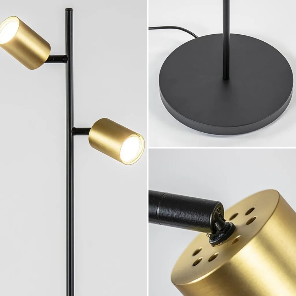 Straluma Staande leesspot 2L Bounce zwart/goud> Vloerlampen|Klassieke Verlichting