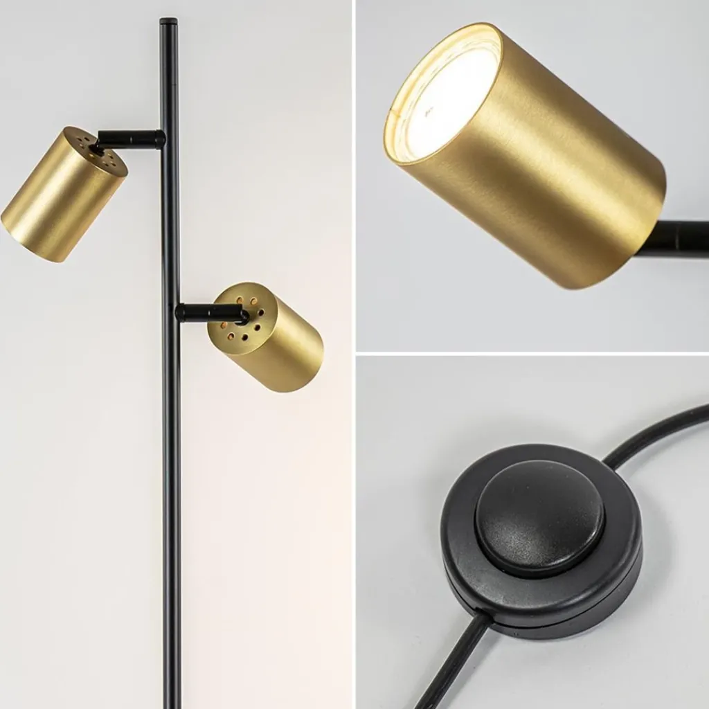 Straluma Staande leesspot 2L Bounce zwart/goud> Vloerlampen|Klassieke Verlichting