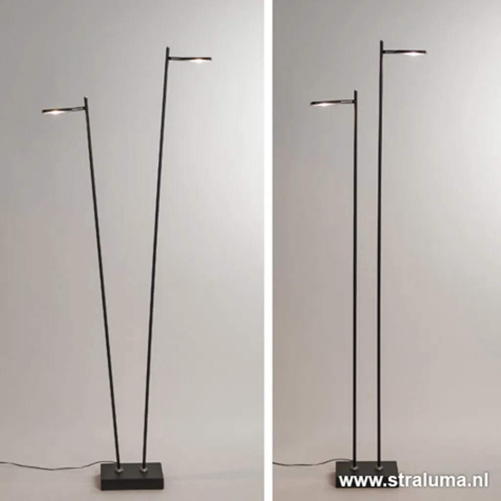 Straluma Staande 2-lichts leeslamp zwart 2xpushdimmer> Vloerlampen|Leeslampen