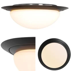 Straluma 3-Standen dimbare LED plafondlamp zwart met wit glas IP44><noscript><img width=