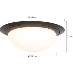 Straluma 3-Standen dimbare LED plafondlamp zwart met wit glas IP44><noscript><img width=