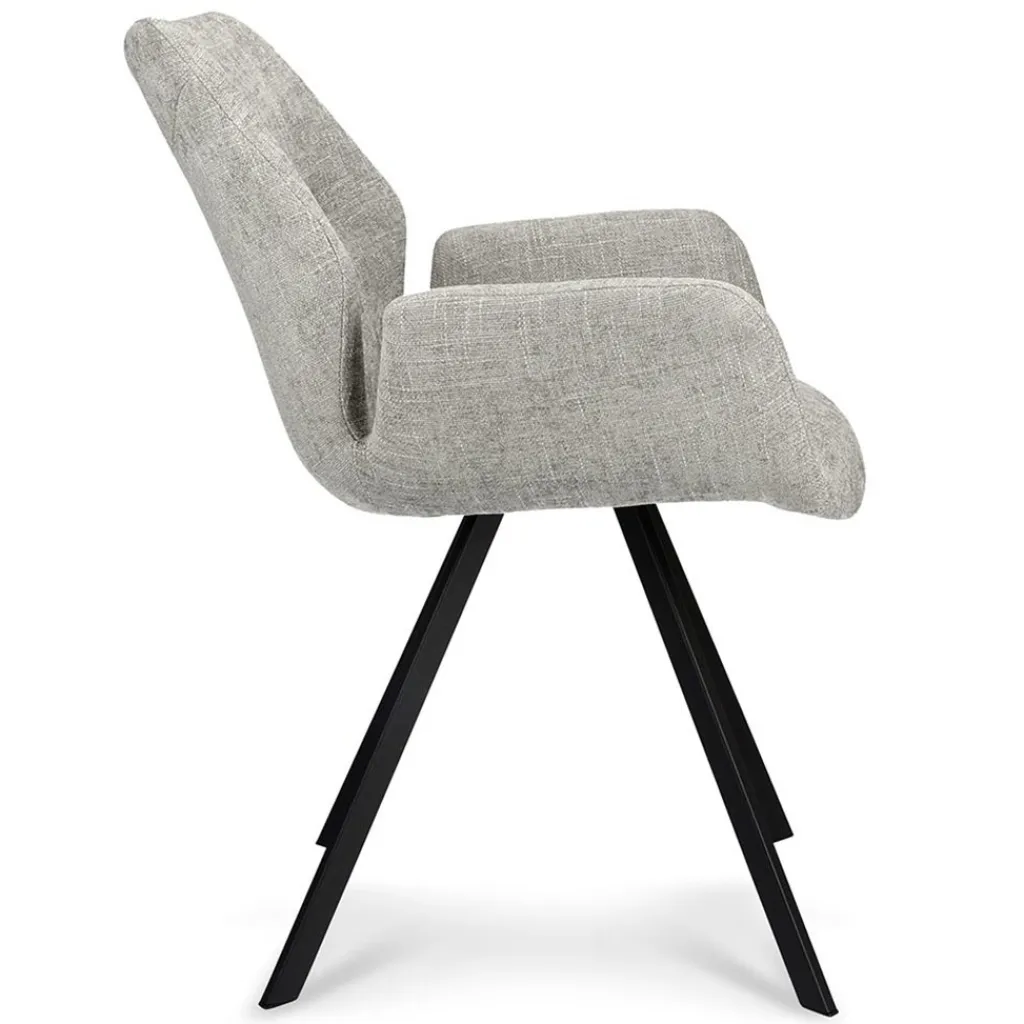 Straluma Stijlvolle armstoel taupe met zwarte poot> Eetkamerstoelen