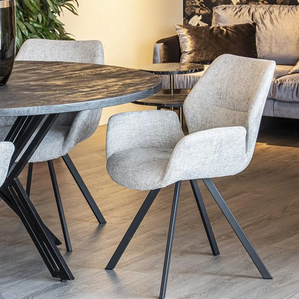 Straluma Stijlvolle armstoel taupe met zwarte poot> Eetkamerstoelen