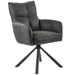Straluma Stijlvolle eetkamerstoel draaibaar antraciet met zwart> Eetkamerstoelen