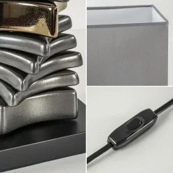 Straluma Stijlvolle tafellamp grijs/goud inclusief kap><noscript><img width=